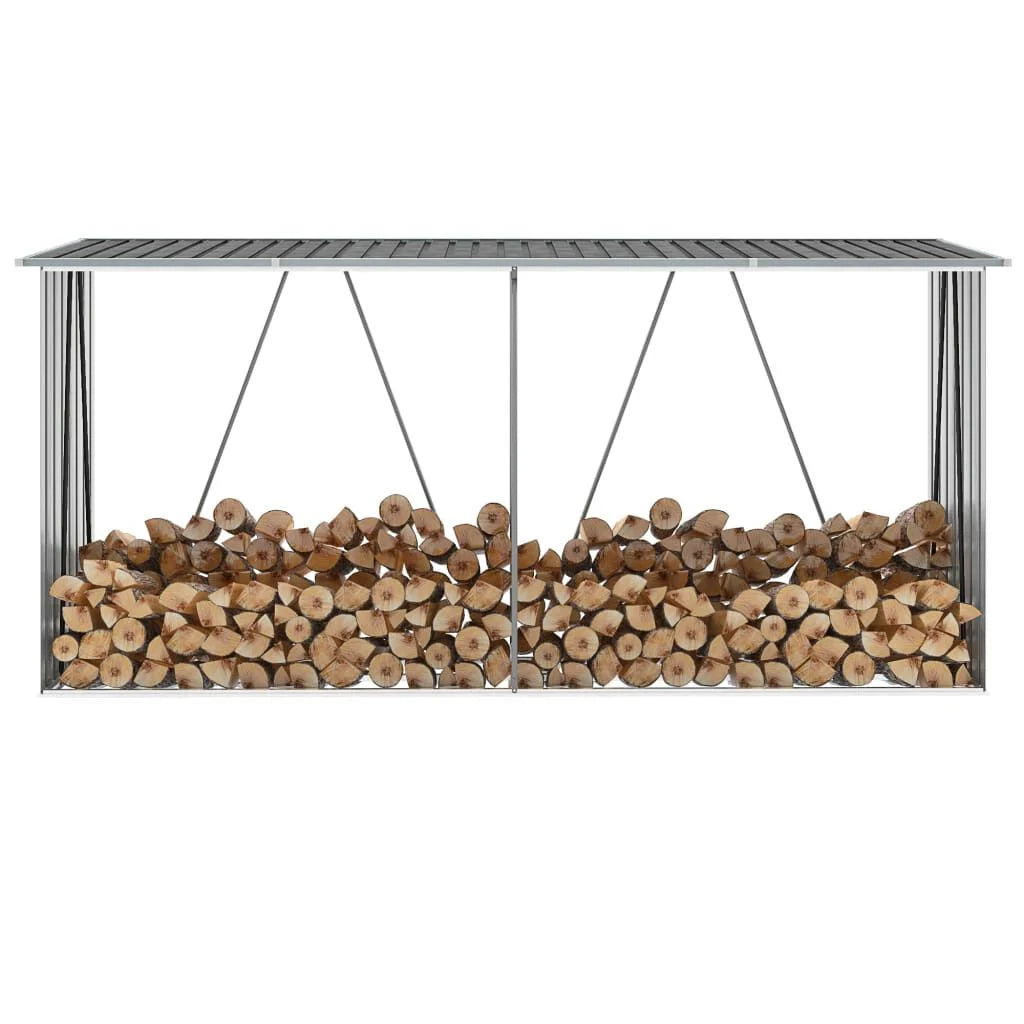 Abri de stockage à bois galvanisé 330x84x152 cm anthracite Gris