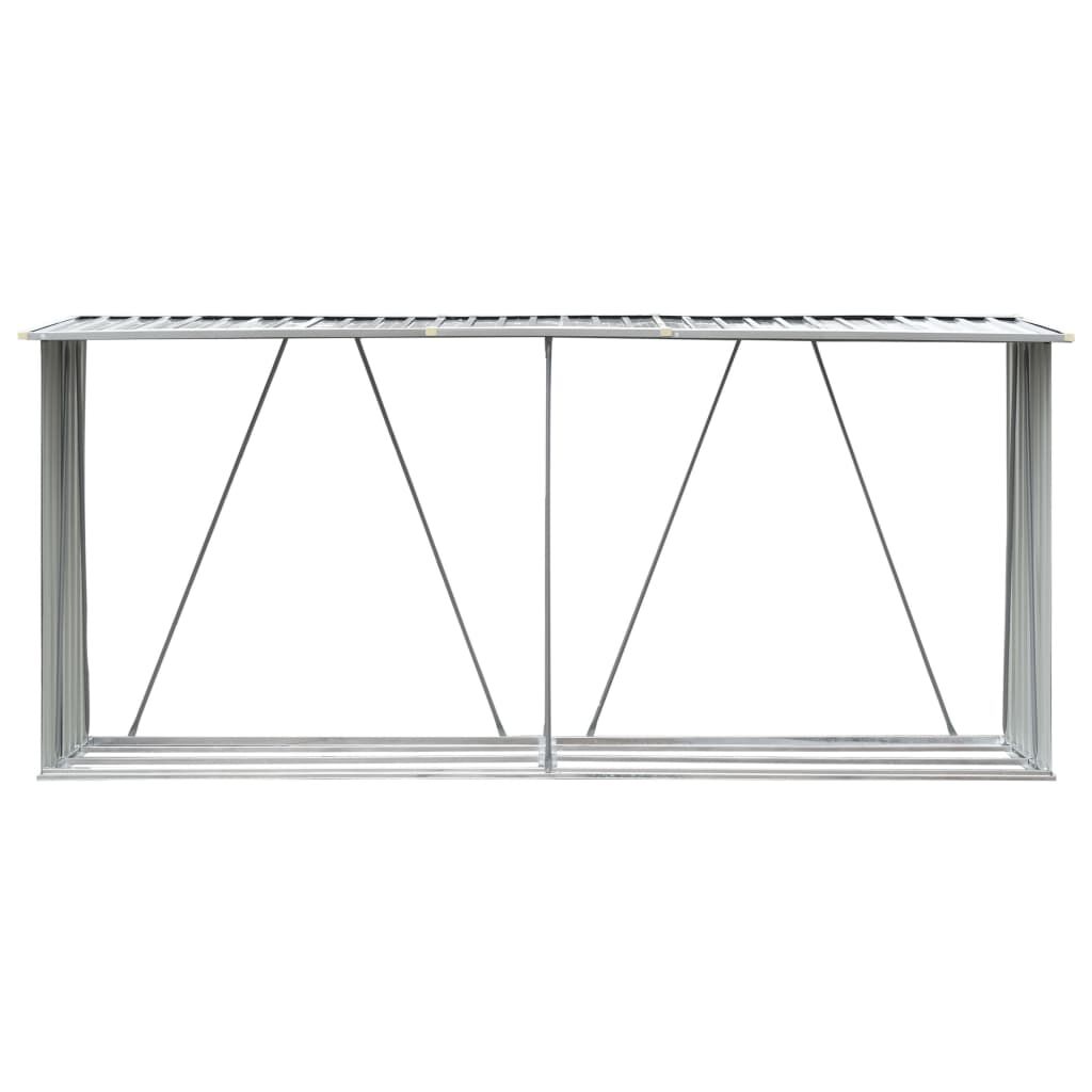 Abri de stockage à bois galvanisé 330x84x152 cm anthracite Gris