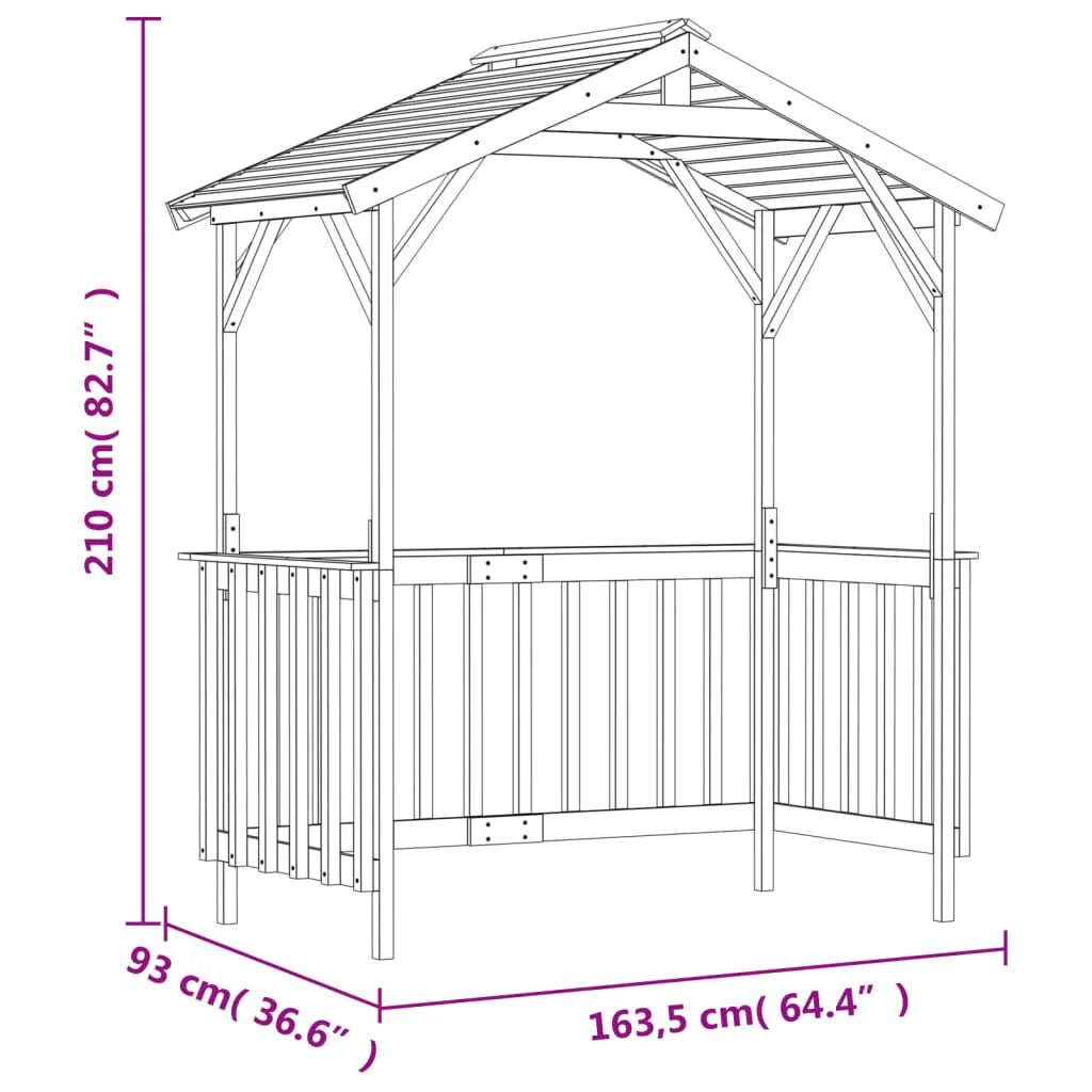 Abri à Outils de Jardin en Bois de Sapin Massif - 136x75x160 cm