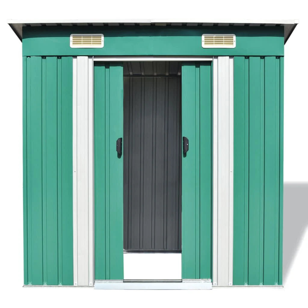 Abri de jardin métal avec portes coulissantes 190x124 cm Vert