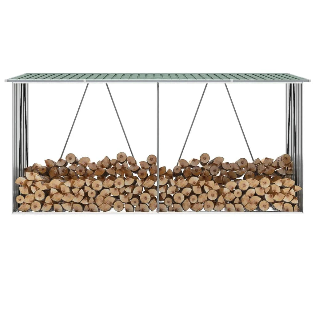 Abri de stockage à bois galvanisé 330x84x152 cm anthracite Vert