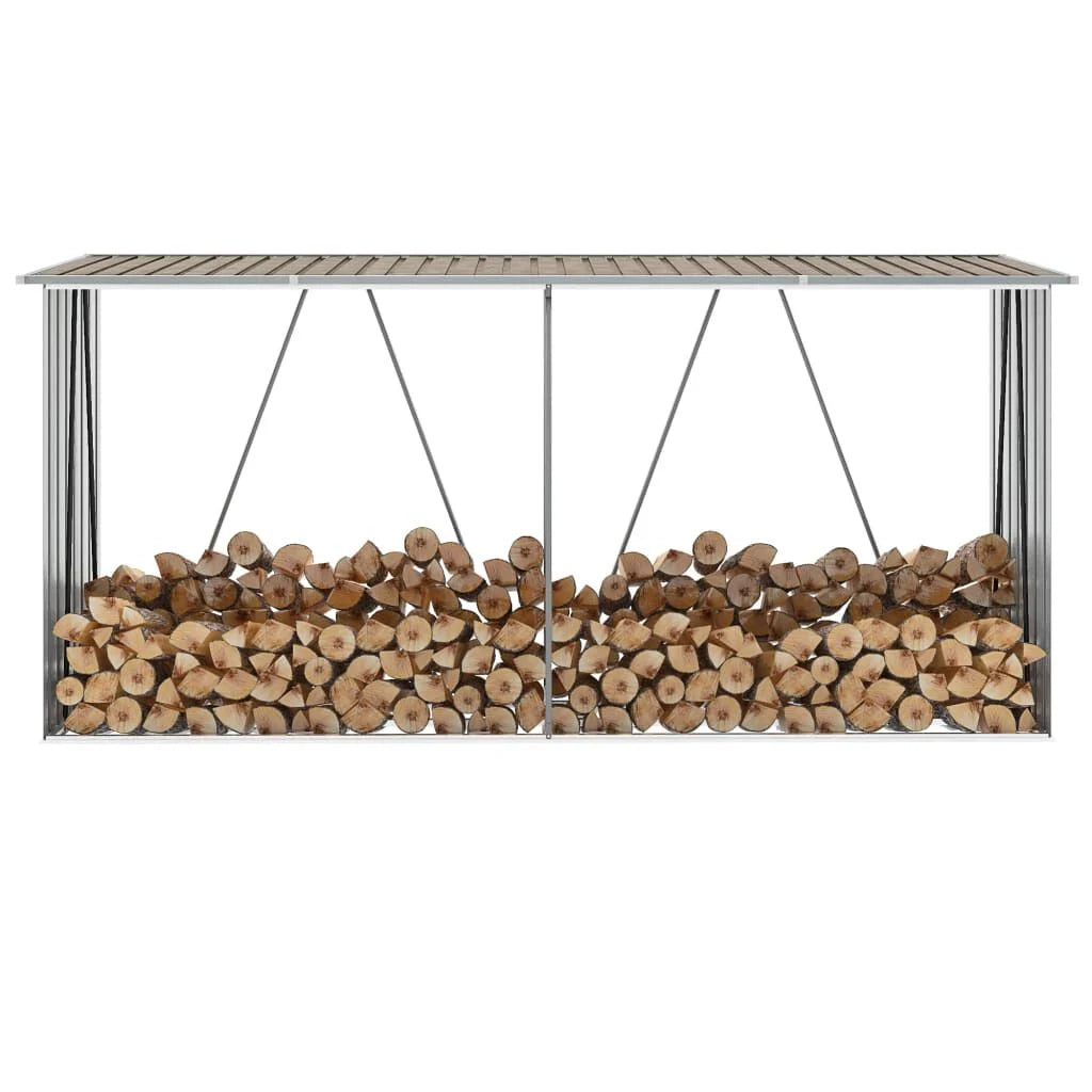 Abri de stockage à bois galvanisé 330x84x152 cm anthracite Marron