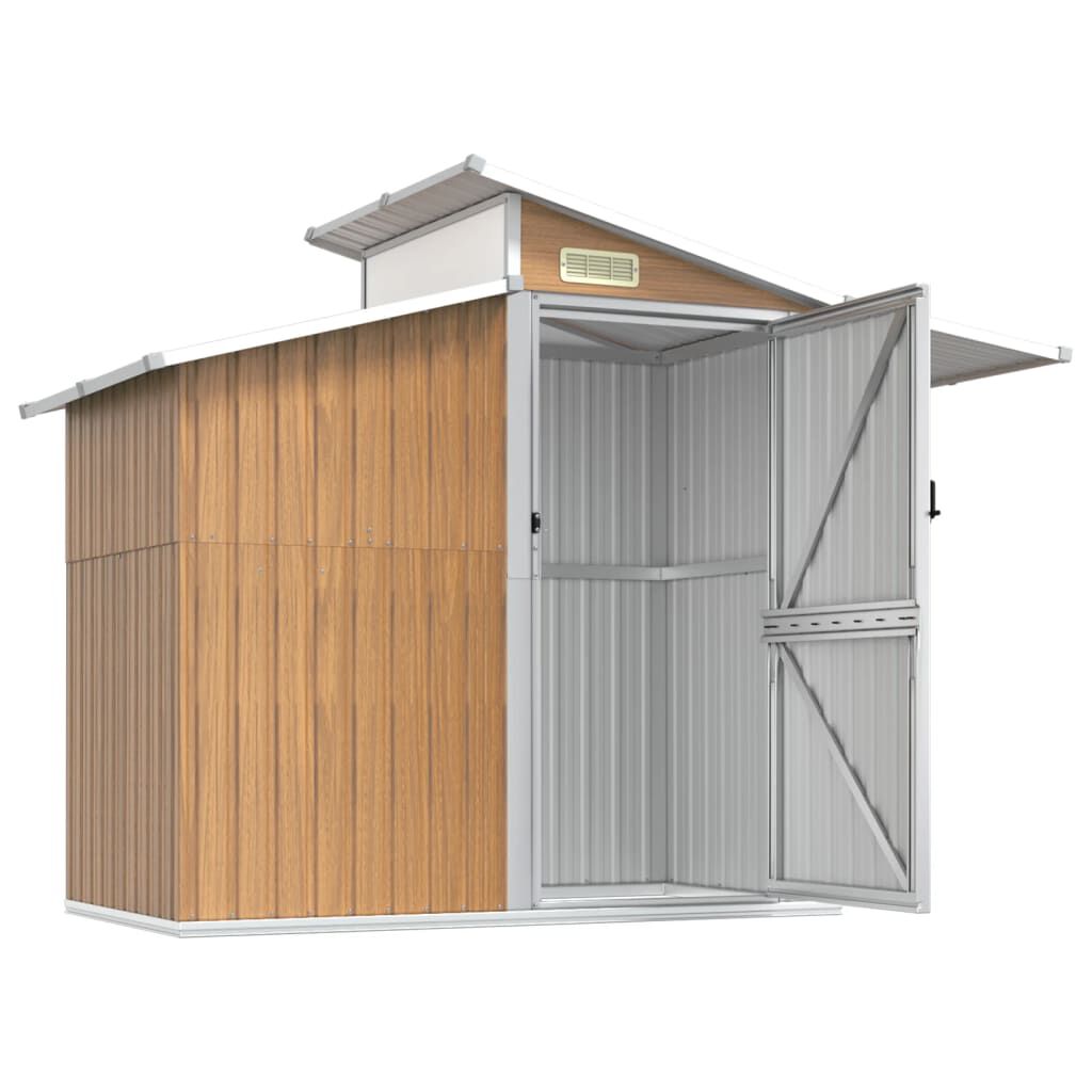 Abri de jardin acier galvanisé 270x130x208,5cm Marron clair