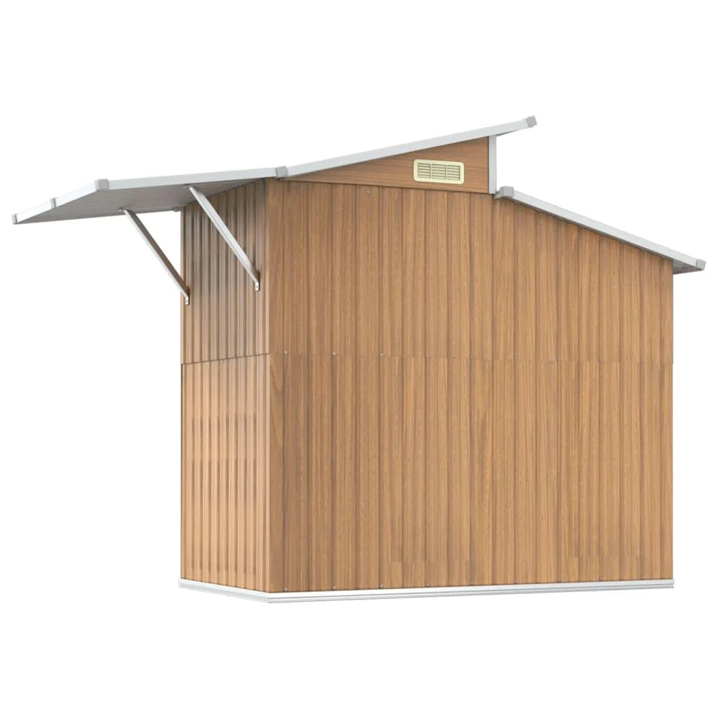Abri de jardin acier galvanisé 270x130x208,5cm Marron clair