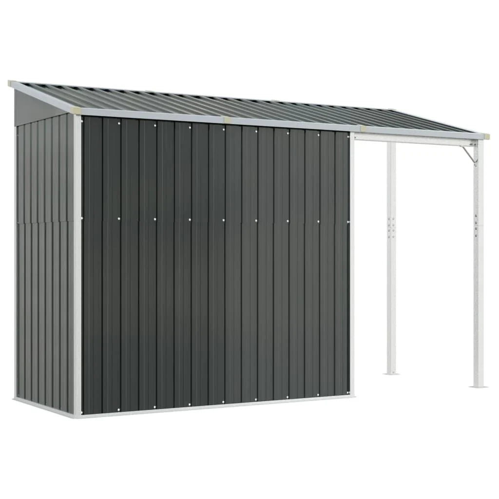 Abri de jardin avec toit prolongé acier anthracite 277x110cm Gris Foncé