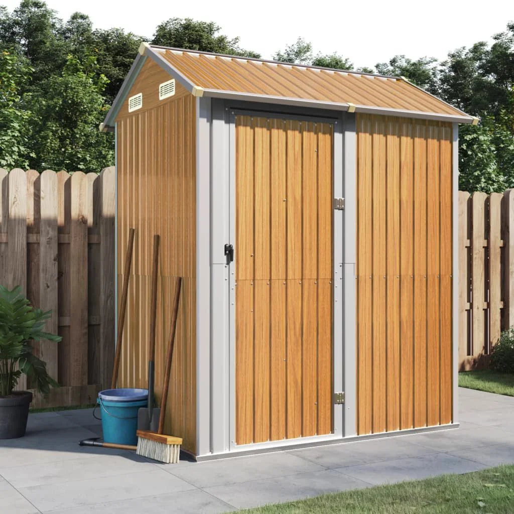 Abri de jardin acier 192x152,5x237 cm robuste Marron Clair