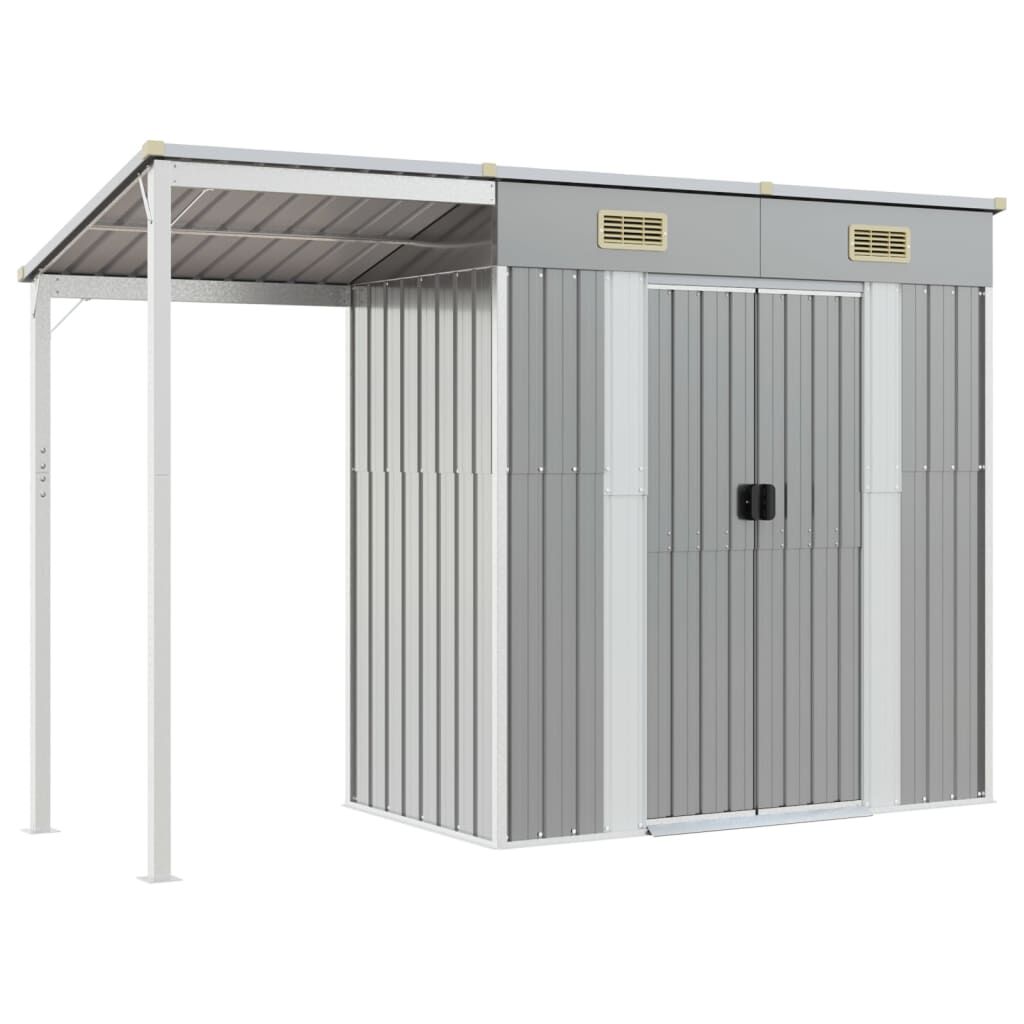 Abri de jardin avec toit prolongé 277x110,5x181 cm Gris clair
