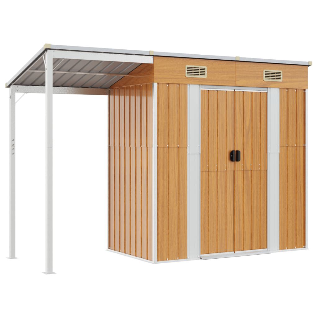 Abri de jardin avec toit prolongé 277x110,5x181 cm Marron Clair