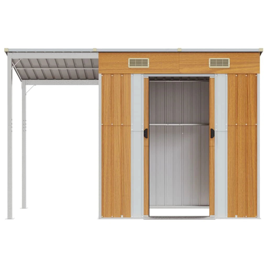 Abri de jardin avec toit prolongé 277x110,5x181 cm Marron Clair
