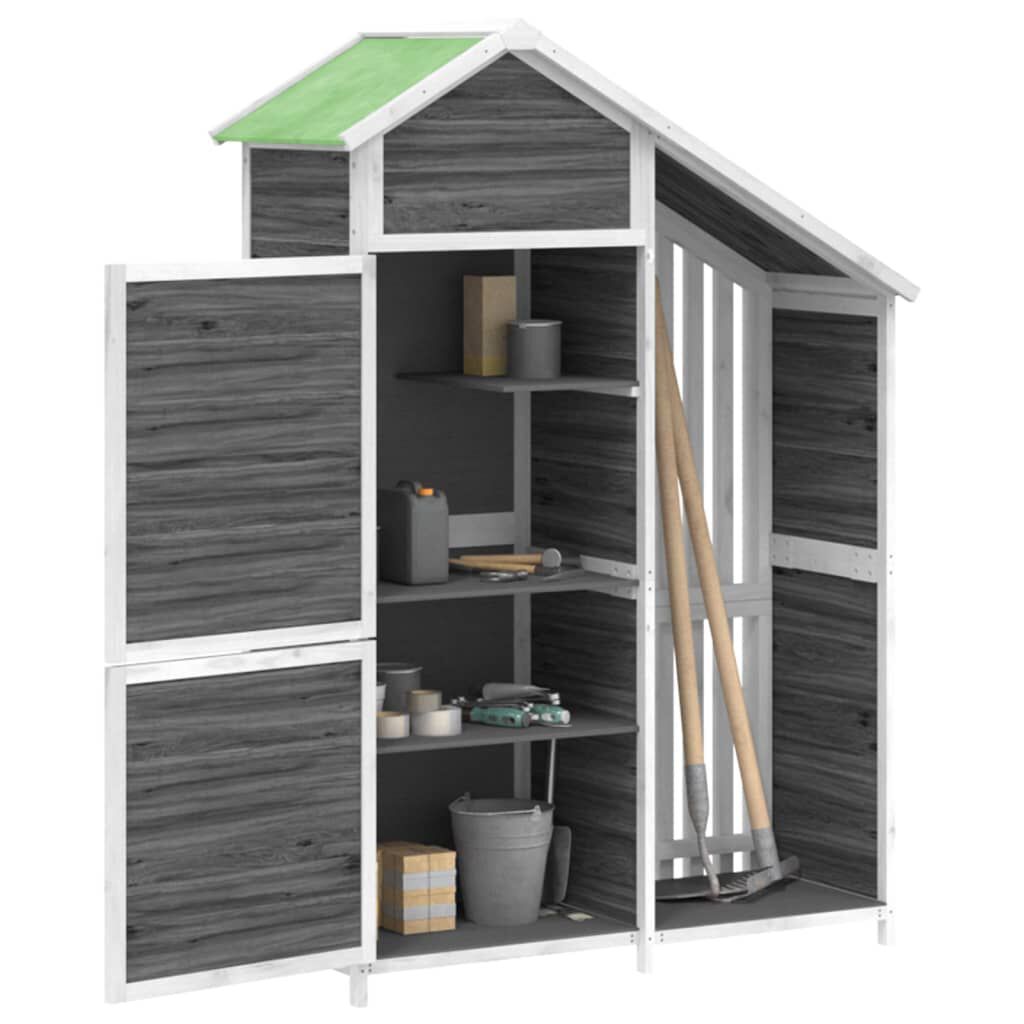 Abri à outils de jardin moka 120x53,5x170 cm en bois massif Gris