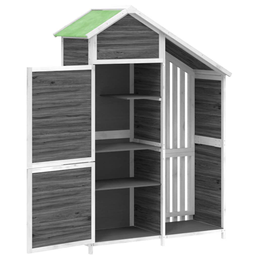 Abri à outils de jardin moka 120x53,5x170 cm en bois massif Gris