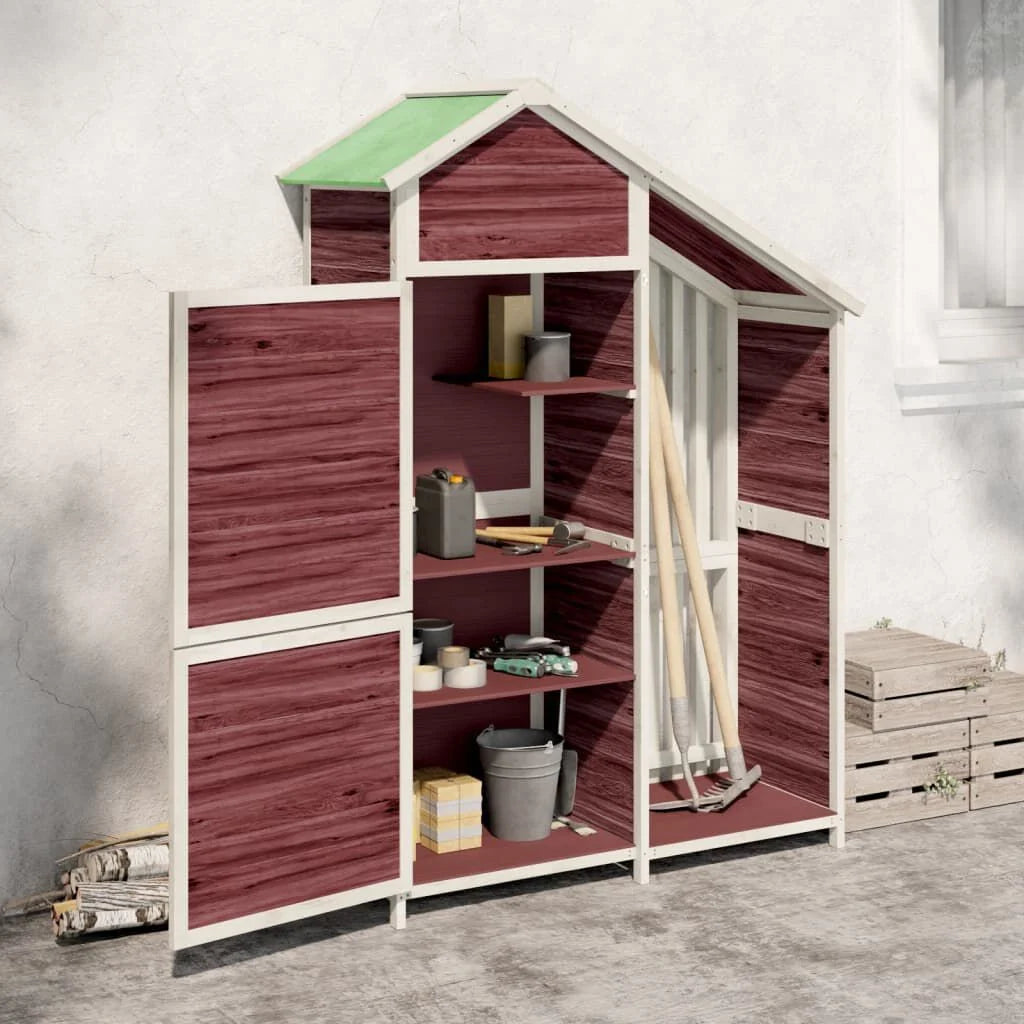 Abri à outils de jardin moka 120x53,5x170 cm en bois massif Café