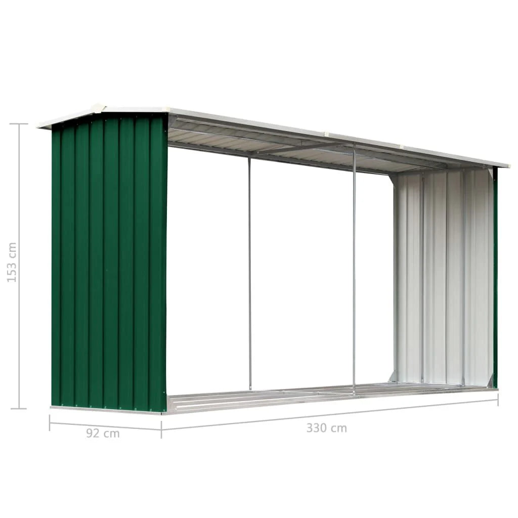 Abri à Bois Acier Galvanisé 330x92x153 cm Anthracite Vert
