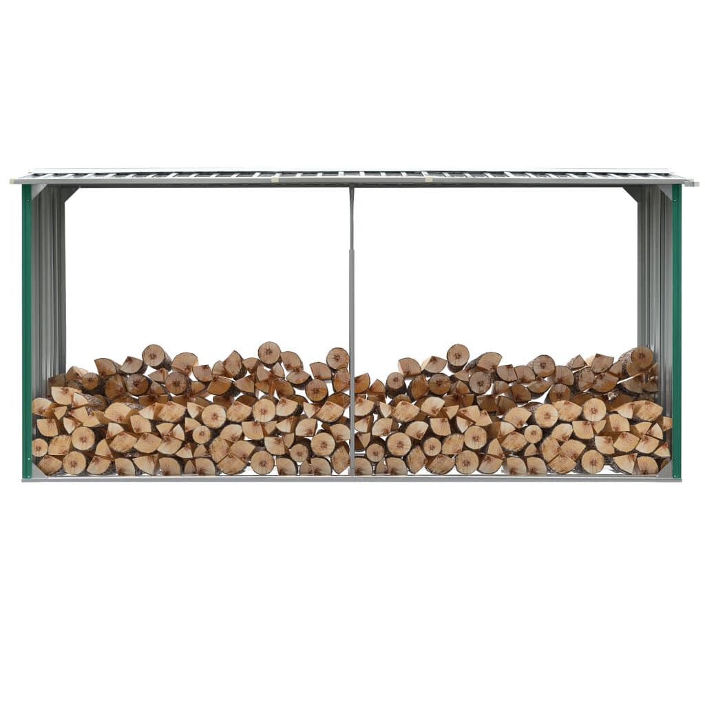 Abri à Bois Acier Galvanisé 330x92x153 cm Anthracite Vert