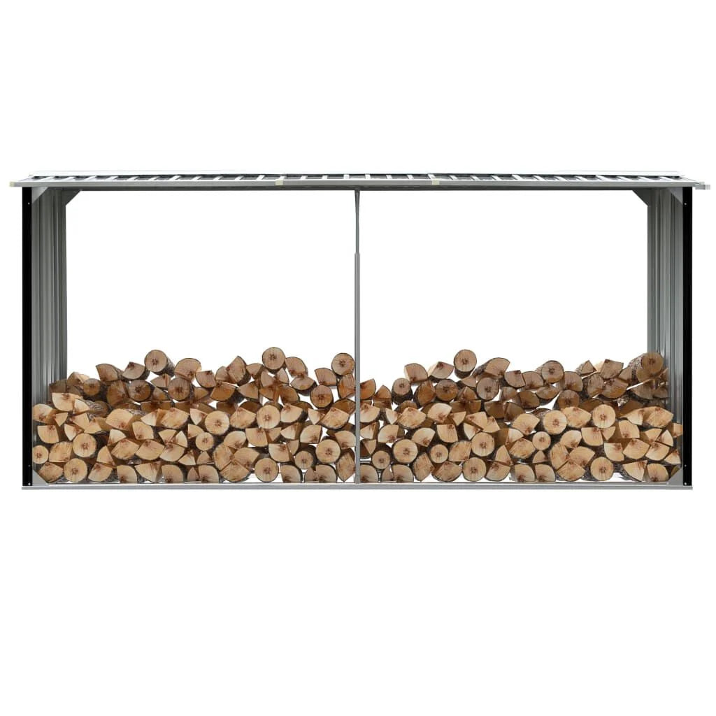 Abri à Bois Acier Galvanisé 330x92x153 cm Anthracite Noir