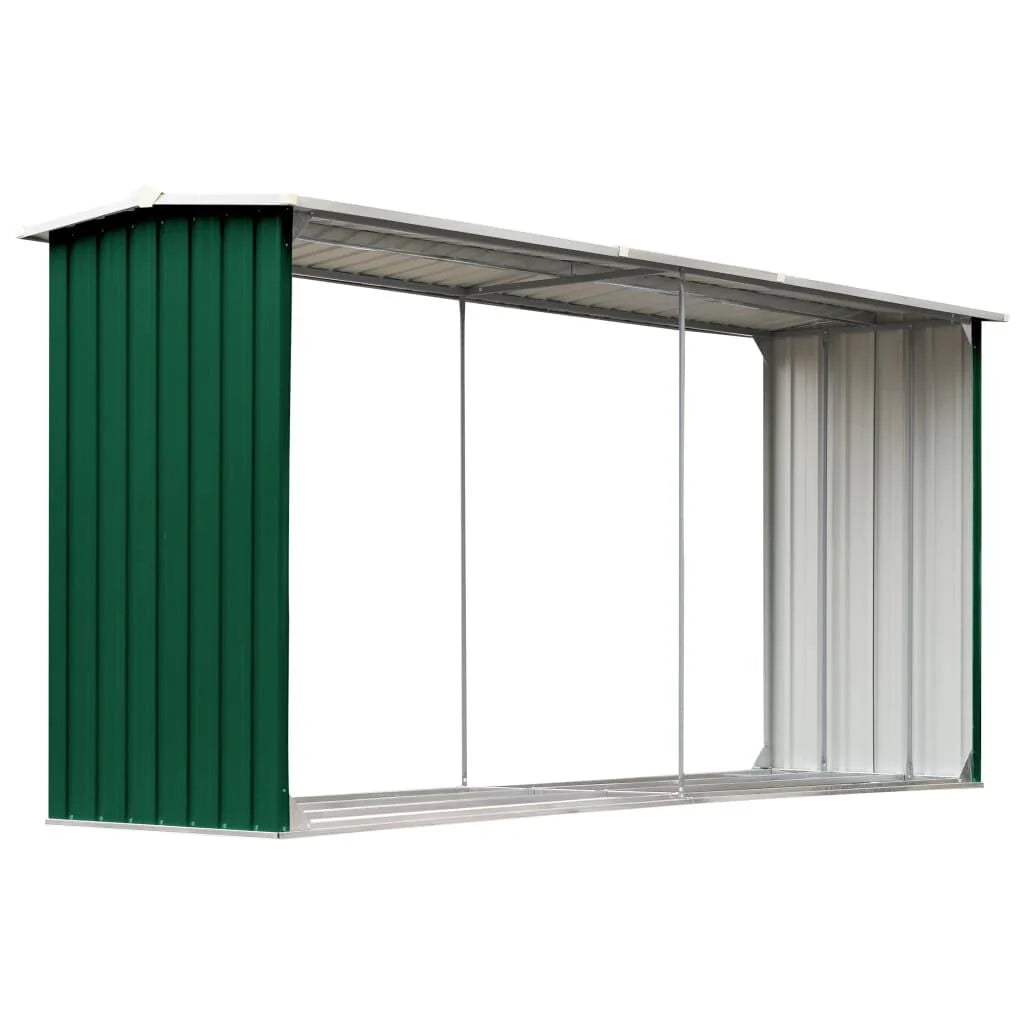 Abri à Bois Acier Galvanisé 330x92x153 cm Anthracite Vert