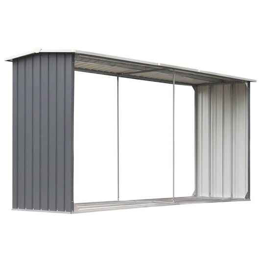 Abri à Bois Acier Galvanisé 330x92x153 cm Anthracite Gris