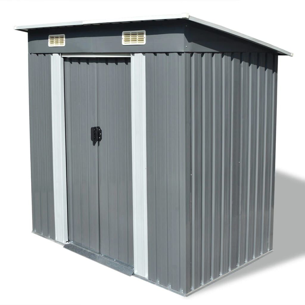 Abri de jardin métal avec portes coulissantes 190x124 cm Gris