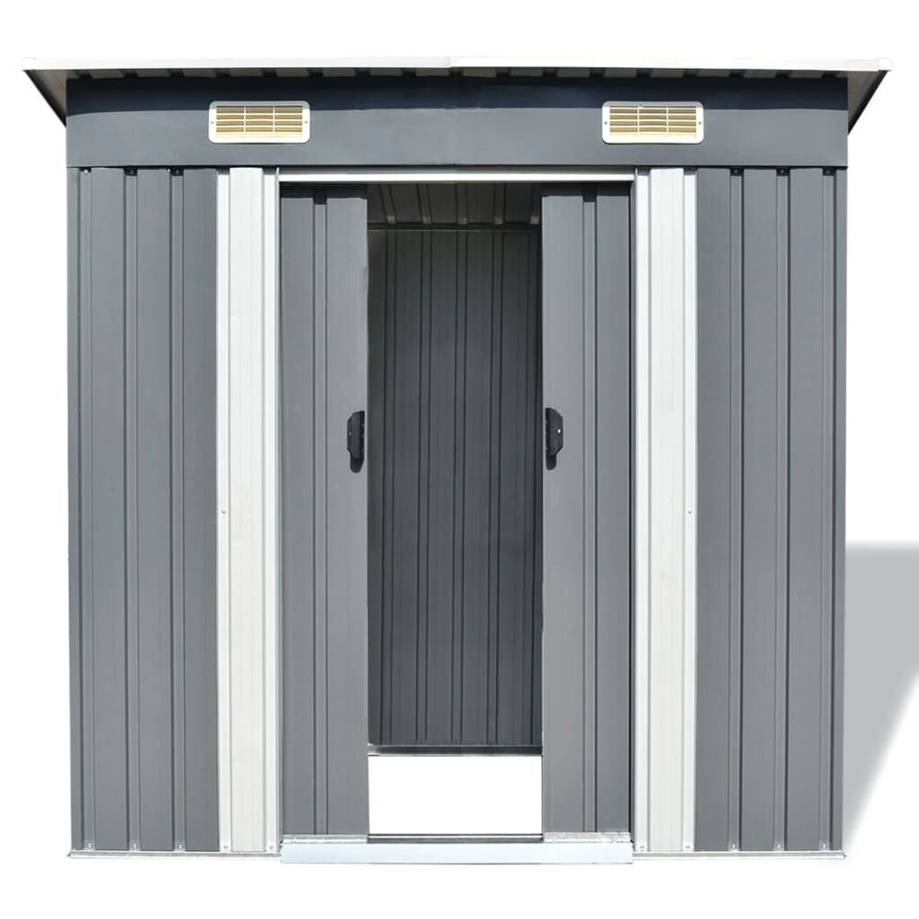 Abri de jardin métal avec portes coulissantes 190x124 cm Gris