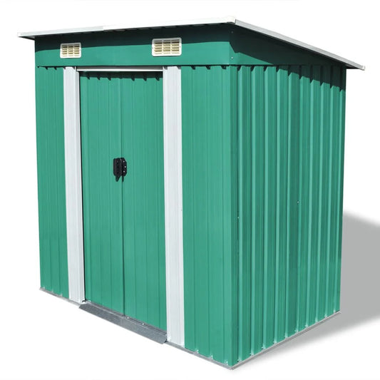 Abri de jardin métal avec portes coulissantes 190x124 cm Vert