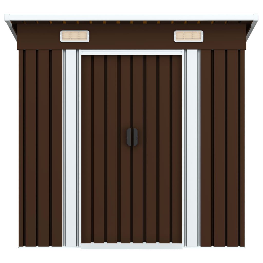 Abri de jardin métal avec portes coulissantes 190x124 cm Marron