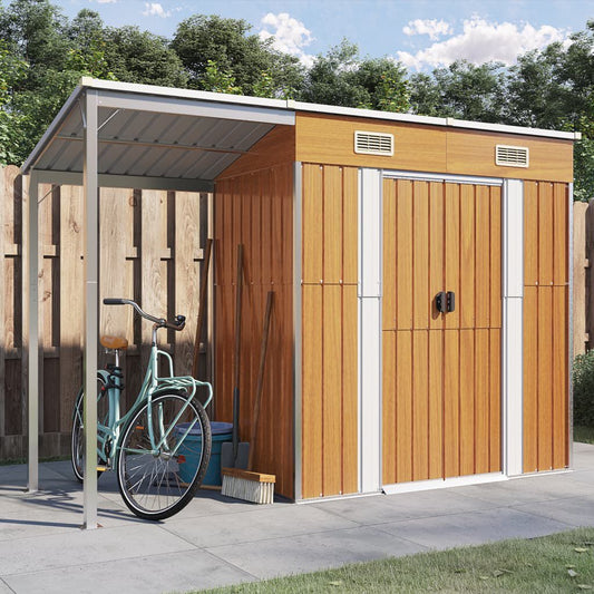 Abri de jardin avec toit prolongé 277x110,5x181 cm Marron Clair