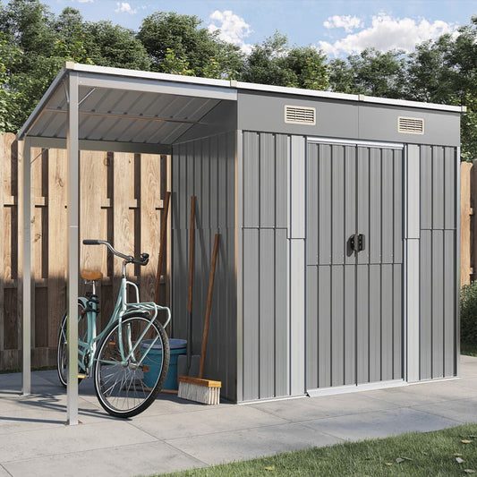 Abri de jardin avec toit prolongé 277x110,5x181 cm Gris clair