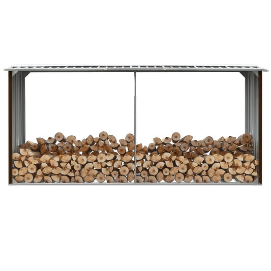 Abri à Bois Acier Galvanisé 330x92x153 cm Anthracite Marron