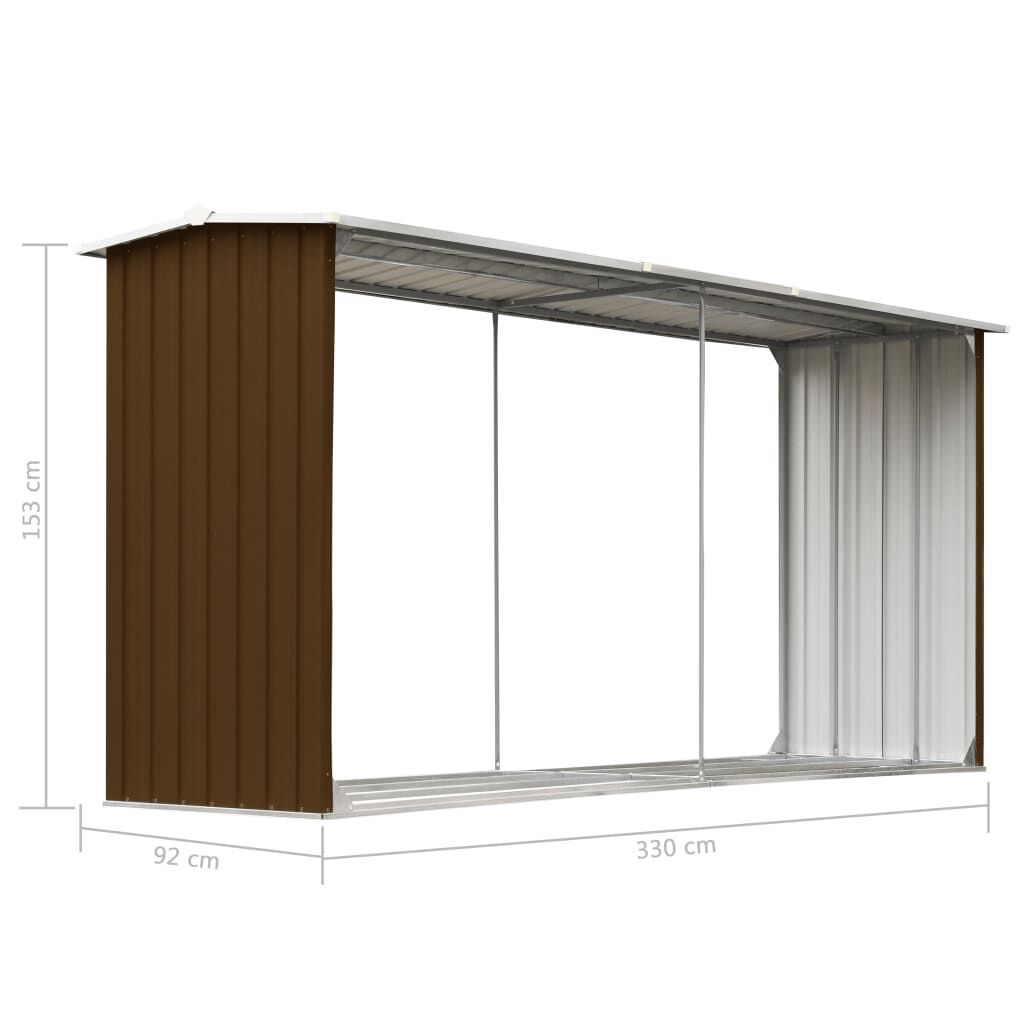 Abri à Bois Acier Galvanisé 330x92x153 cm Anthracite Marron
