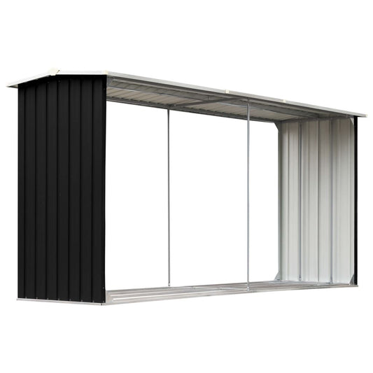 Abri à Bois Acier Galvanisé 330x92x153 cm Anthracite Noir